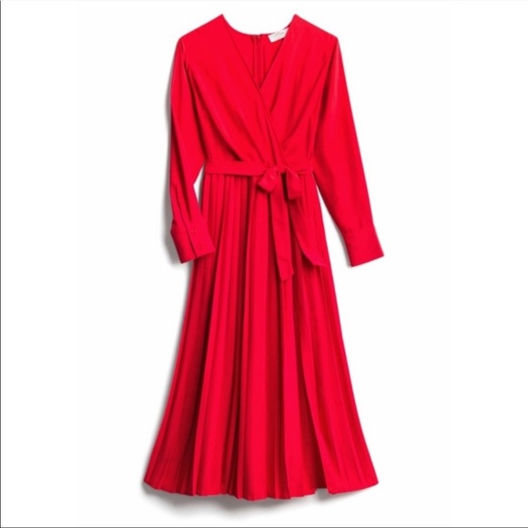 Stitch Fix l KATIE STURINO Arnette Red Pleated Midi Dress, Small - Picture 1 of 13